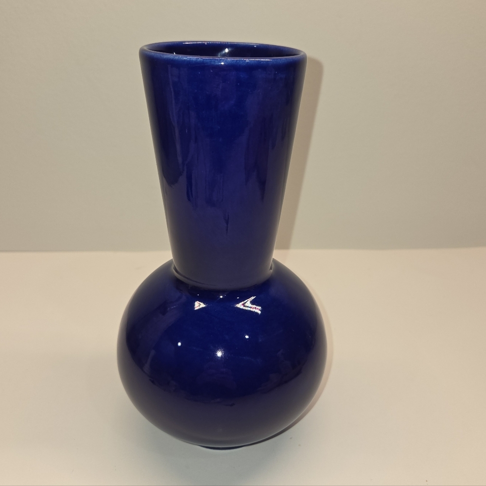 Cobalt Blue Porcelain Vintage Art Deco Style Vase 80s